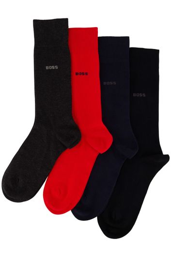 Hugo Boss sokken rood blauw zwart 4-pack giftbox