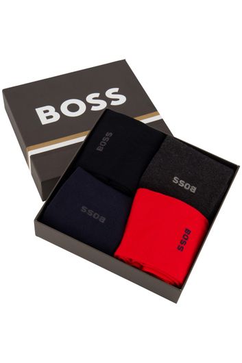 Hugo Boss sokken rood blauw zwart 4-pack giftbox