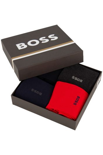 Hugo Boss sokken rood/ blauw/zwart katoen 4-pack