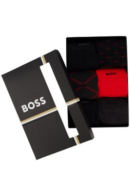 Hugo Boss Hugo Boss sokken rood/zwart geprint katoen 6-pack