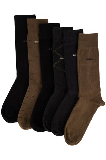 Hugo Boss sokken bruin/grijs geprint katoen 6-pack