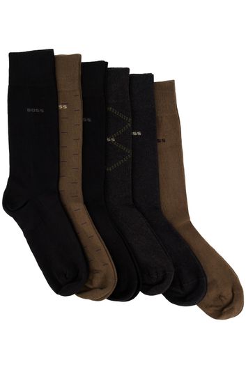 Hugo Boss sokken bruin/grijs geprint katoen 6-pack