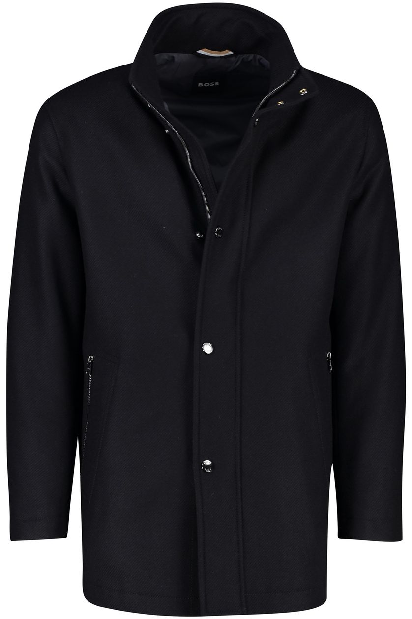 Hugo Boss winterjas wol zwart normale fit