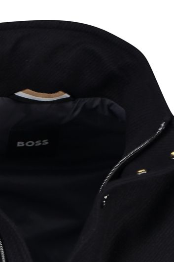 Hugo Boss winterjas donkerblauw normale fit wol