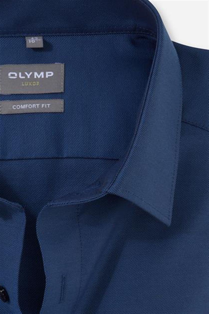 Navy effen Olymp overhemd Luxor Comfort Fit