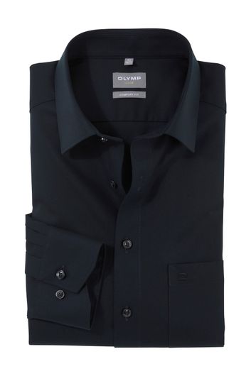 Olymp business overhemd Luxor Comfort Fit wijde fit zwart effen katoen