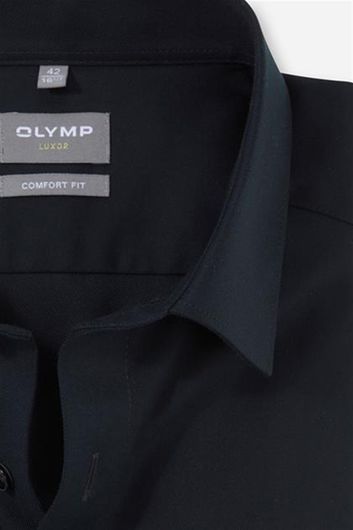 Olymp business overhemd Luxor Comfort Fit zwart effen met borstzak