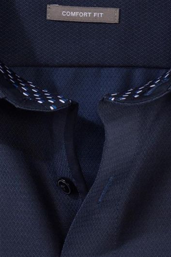 Olymp business overhemd wijde fit donkerblauw effen met borstzak