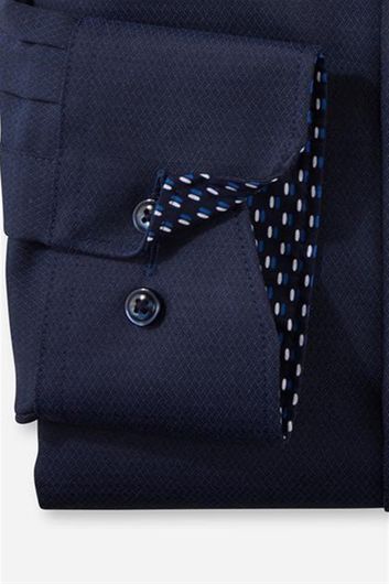 Olymp business overhemd wijde fit donkerblauw effen met borstzak