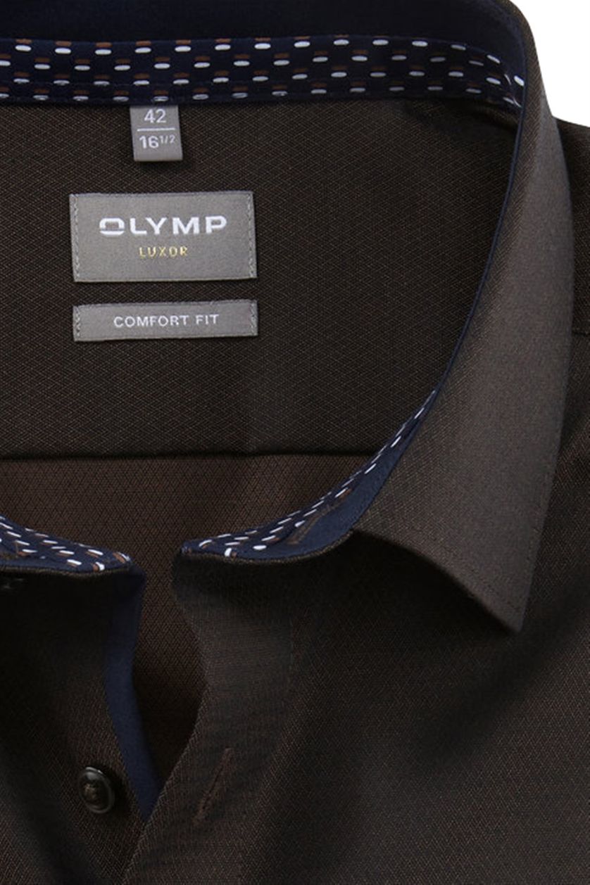 Katoenen Olymp overhemd Luxor Comfort Fit bruin