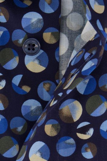 Olymp business overhemd Luxor Comfort Fit wijde fit donkerblauw rondjes print katoen