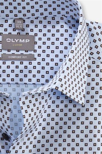 Olymp business overhemd Luxor Comfort Fit wijde fit blauw geprint katoen