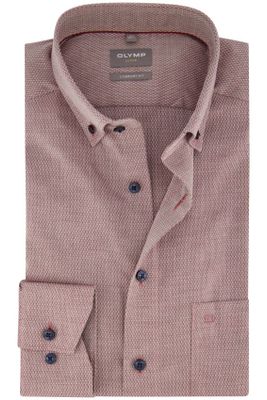 Olymp Olymp business overhemd Luxor Comfort Fit wijde fit roze effen katoen structuur