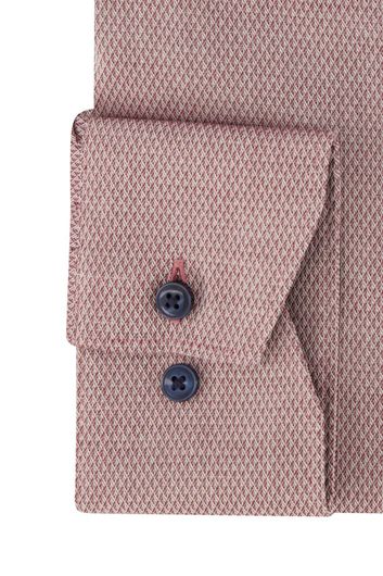 Olymp business overhemd Luxor Comfort Fit wijde fit roze effen structuur katoen