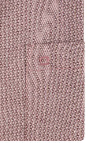Olymp business overhemd Luxor Comfort Fit wijde fit roze effen structuur katoen