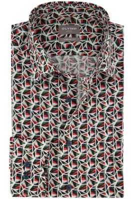 Olymp Olymp overhemd comfort fit rood/groen geprint katoen