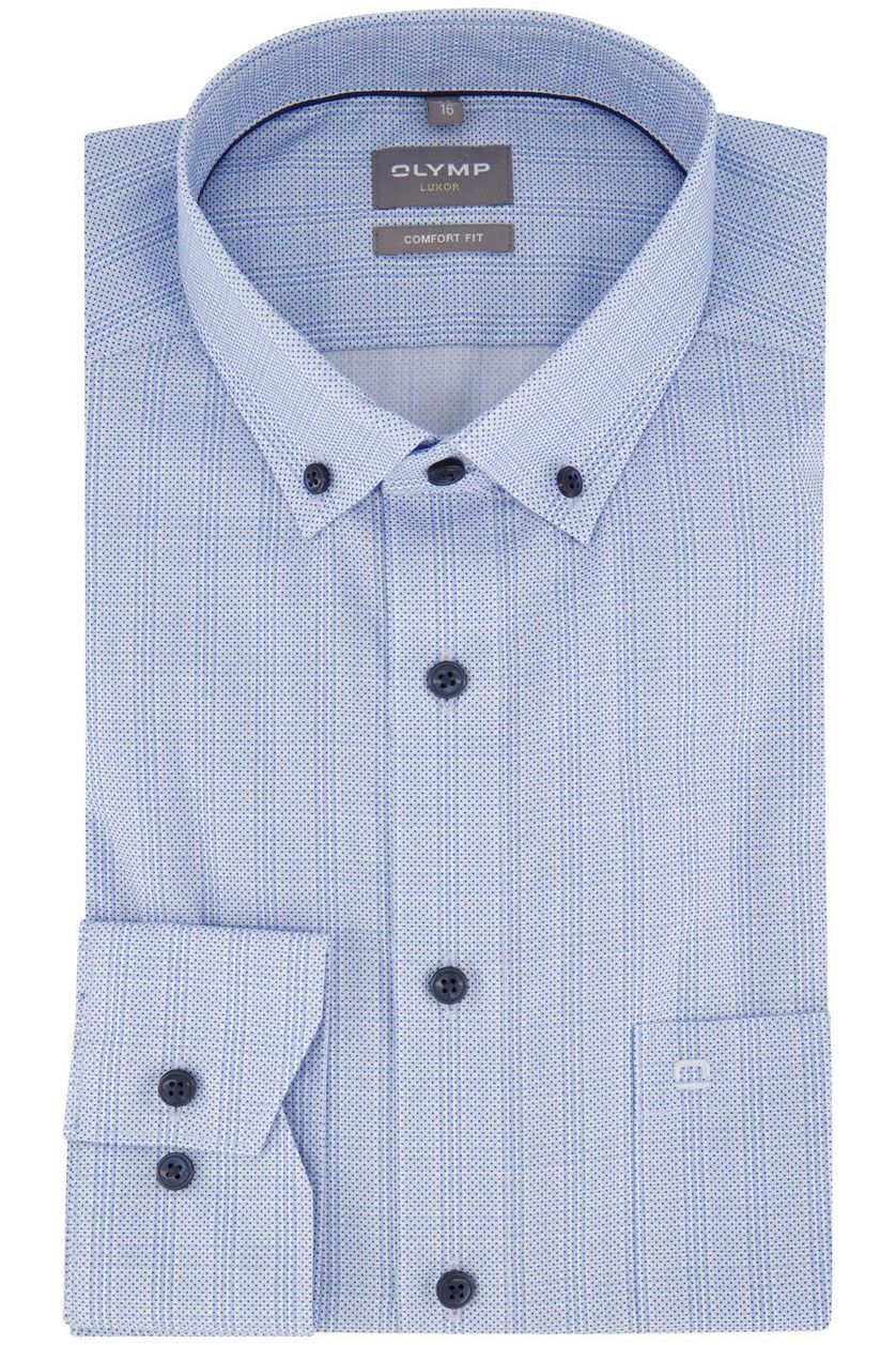 Olymp business overhemd luxor lichtblauw comfort fit katoen