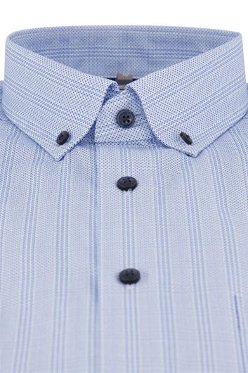 Olymp business overhemd normale fit lichtblauw geprint katoen