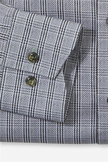 Olymp overhemd Luxor Comfort Fit grijs geruit met button down boord