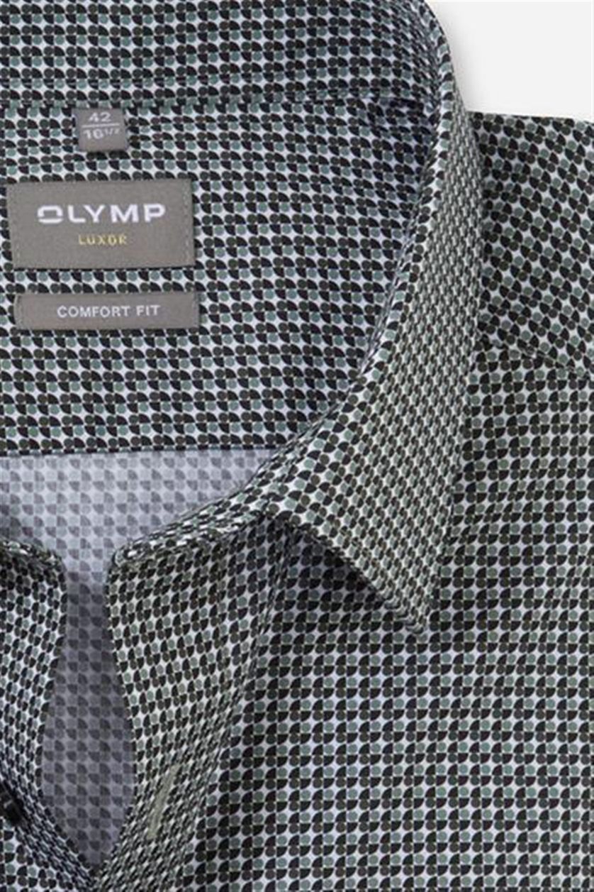 Olymp business overhemd Luxor Comfort Fit grijze print katoen