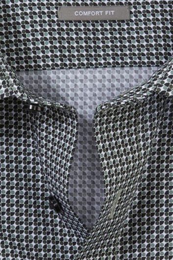 Olymp overhemd Luxor Comfort Fit grijs geprint katoen