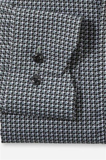 Olymp business overhemd Luxor Comfort Fit wijde fit grijs geprint katoen