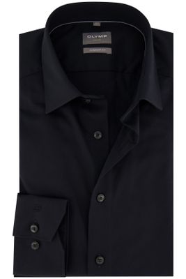 Olymp Olymp business overhemd Luxor Comfort Fit wijde fit zwart effen katoen