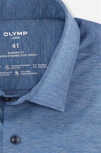 Olymp overhemd mouwlengte 7 Luxor Modern Fit normale fit blauw effen katoen
