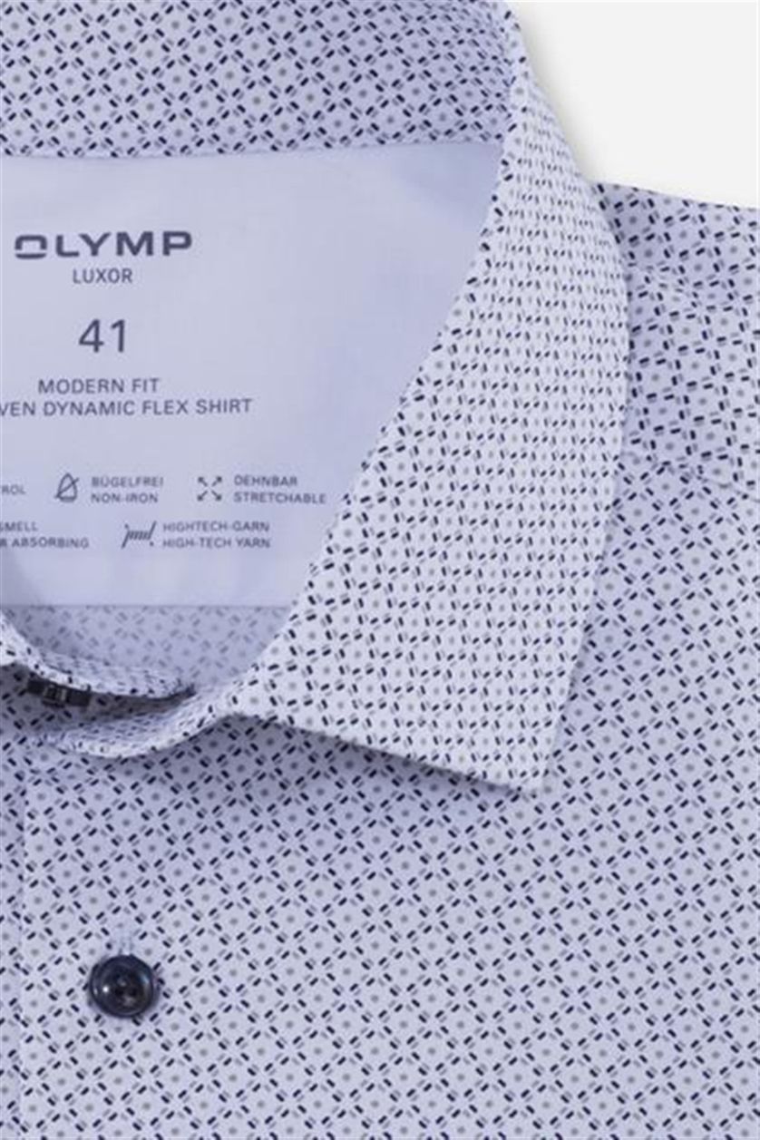 Olymp overhemd mouwlengte 7 normale fit lichtblauw met print