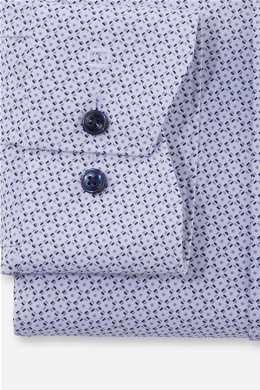 Olymp overhemd mouwlengte 7 normale fit lichtblauw met print