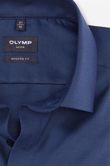 Olymp luxor modern fit donkerblauw effen business overhemd katoen