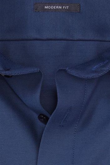 Olymp luxor modern fit donkerblauw effen business overhemd katoen