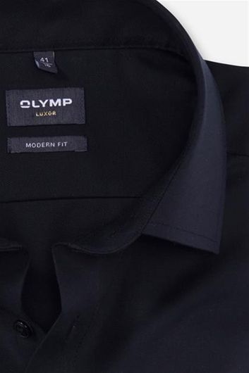 Olymp business overhemd Luxor Modern Fit normale fit zwart effen katoen