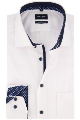 Olymp Olymp overhemd mouwlengte 7 Level Five normale fit wit borstzak effen katoen