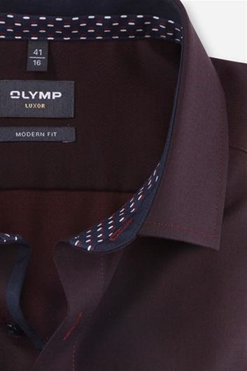 Olymp overhemd mouwlengte 7 Luxor Modern Fit normale fit rood effen katoen