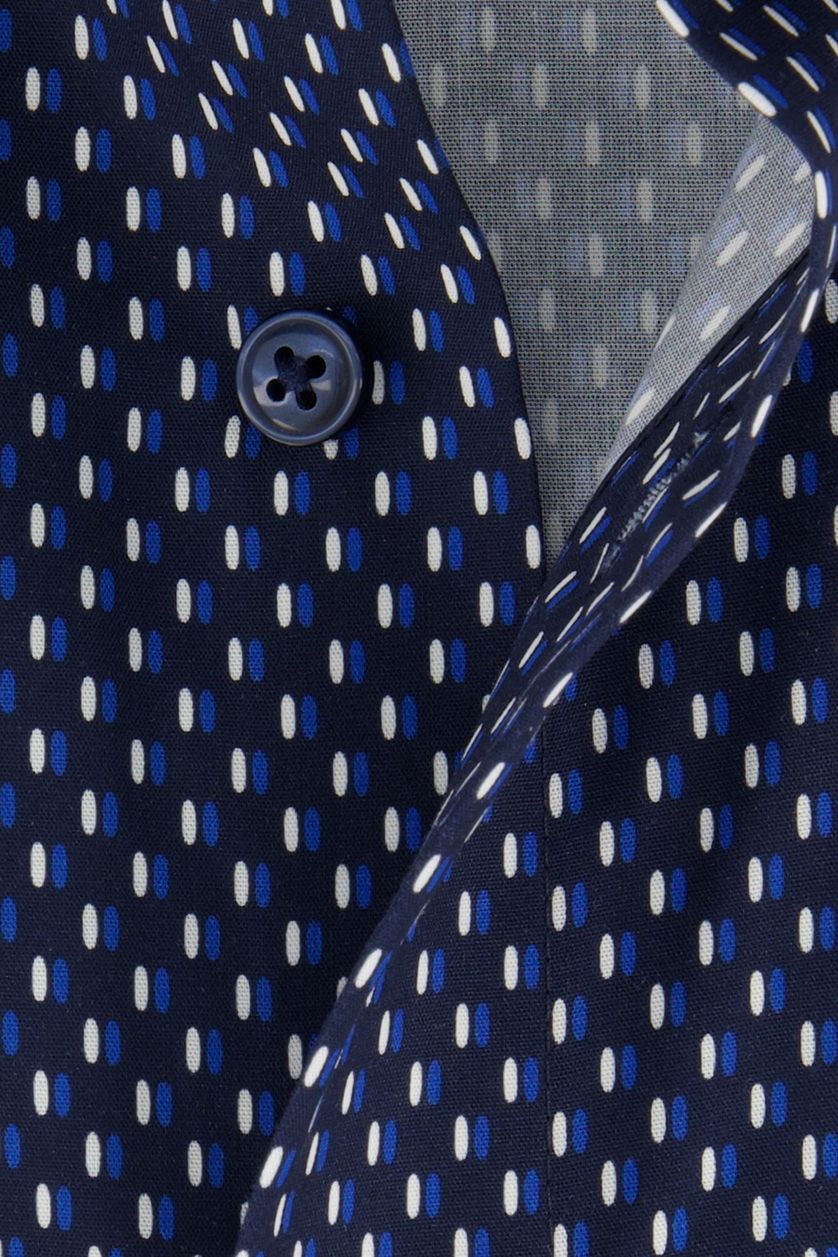 Olymp overhemd ml7 donkerblauw geprint modern fit