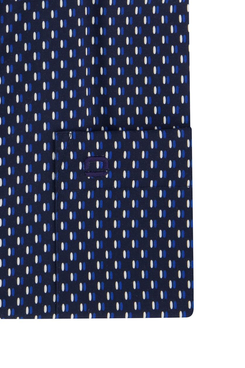 Olymp overhemd ml7 donkerblauw geprint modern fit