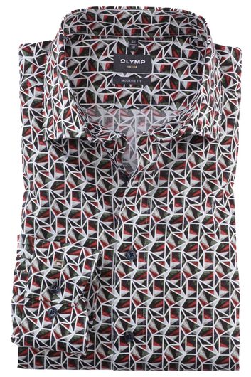 Olymp business overhemd Luxor Modern Fit normale fit rood met print