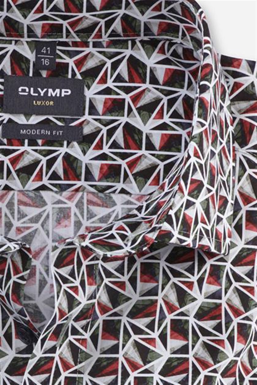100% katoenen rood geprint Olymp business overhemd Luxor Modern Fit