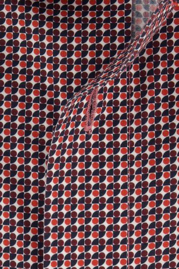 Olymp casual overhemd bordeaux geprint modern fit katoen ml7