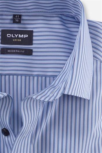 Olymp business overhemd Luxor Modern Fit normale fit blauw gestreept katoen
