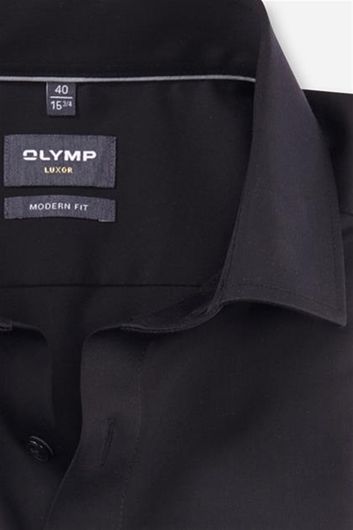 Olymp business overhemd Luxor Modern Fit normale fit zwart effen katoen