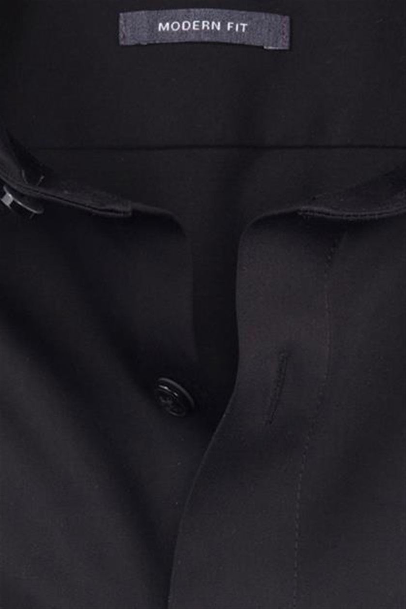 Luxor Modern Fit Olymp overhemd normale fit zwart uni katoen