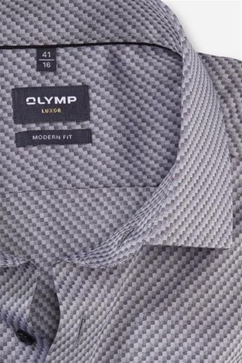 Grijs met print Olymp overhemd Luxor Modern Fit normale fit