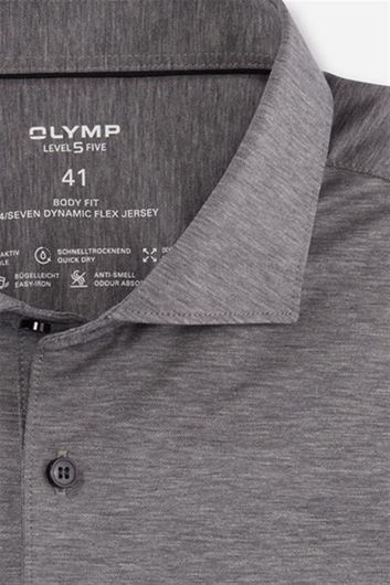 Olymp overhemd Level Five grijs uni katoen
