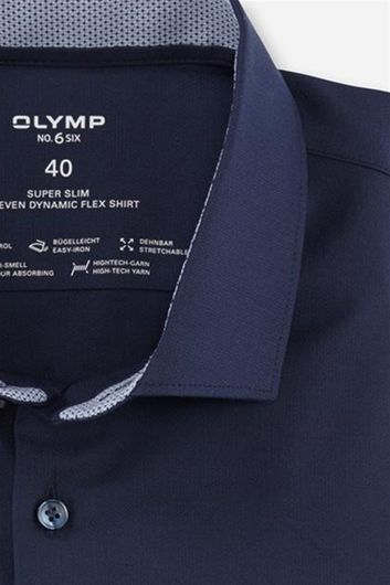 Olymp business overhemd super slim fit donkerblauw effen katoen