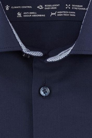 Olymp business overhemd super slim fit donkerblauw effen katoen