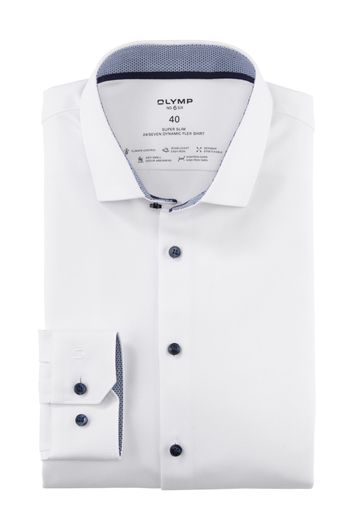 Olymp overhemd mouwlengte 7 extra slim fit wit effen katoen
