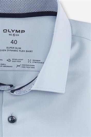 Olymp overhemd mouwlengte 7 extra slim fit lichtblauw effen katoen