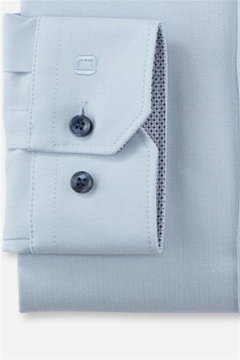 Katoenen Olymp overhemd mouwlengte 7 extra slim fit lichtblauw effen